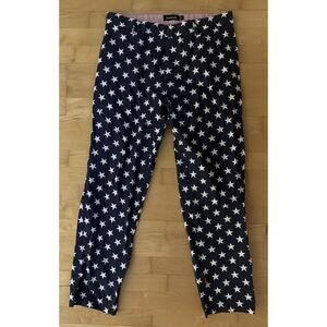 Betabrand Mens Patriotic American Star Print Chino Pants Navy Blue 34 X 32